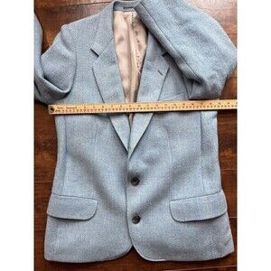 vintage Donegal mist handwoven tweed Cashmere Wool Blue Ireland 40 Long